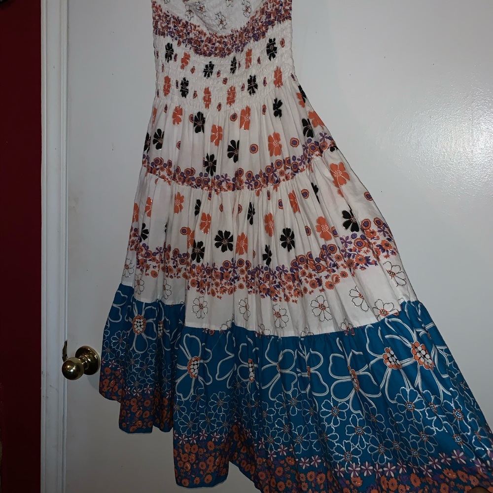 Women’s casual Strapless Pleated Floral Dress M